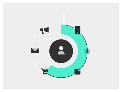 MParticle data design editorial icon illustration tech