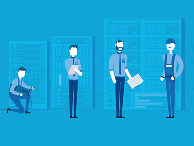 Hardware Networking Working.. animation blue flat hardware machine motion networking server vector work working