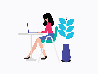 Secretary flat design office secretary ui uix web design woman work