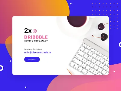 2 Dribbble Invites card dribbble gradient invite two invites welcome