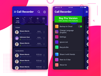 Call Recording App app auto call iphone recording ui ux