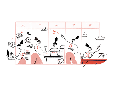 Plan your week ahead editorial illustration notifications productivity