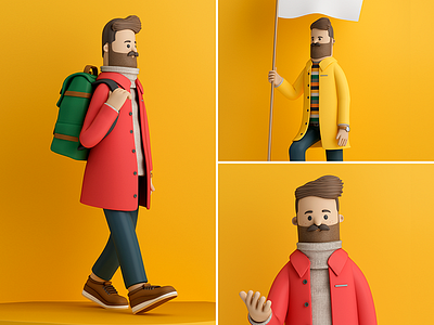 CHARMING MAN / positions 3d c4d character charming design hi illustration man