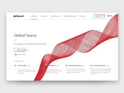 Homepage Design – IT Development clean developer gray it lines outsource red reksoft software white