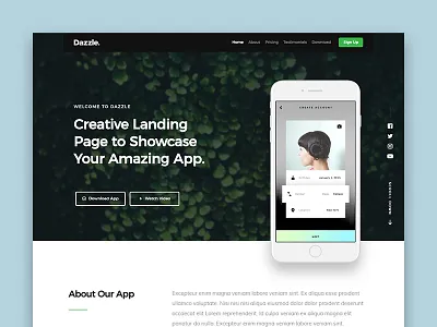 Dazzle Free HTML Website Template app free freebie html landing page onepage template ui ux website