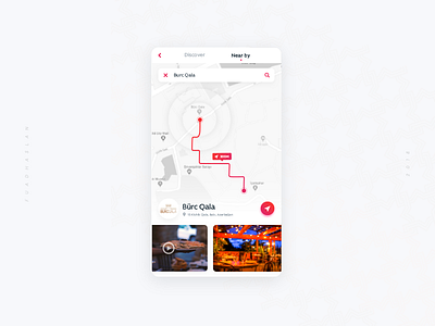 Daily UI #006 - Map app azerbaijan challenge daily direction discover location map near by restaurant search ui