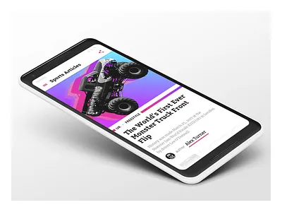 Sports Articles Aggregator App articles bright design magazine mobile monster music truck ui ux violet white sport new