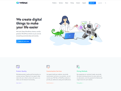 Webnus Website header illustration isometric slider ui ux webnus website wordpress