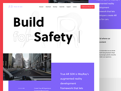 WayRay True AR SDK ar clean color landing minimalistic red sdk web