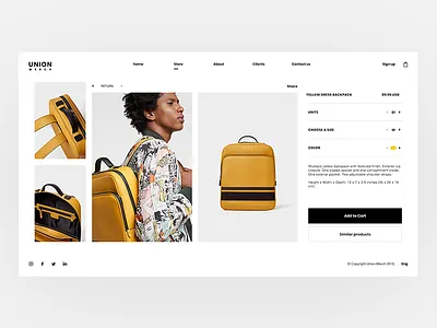 Union Merch - Store Design cart clean e commerce landing one page product shop store ui ux web website