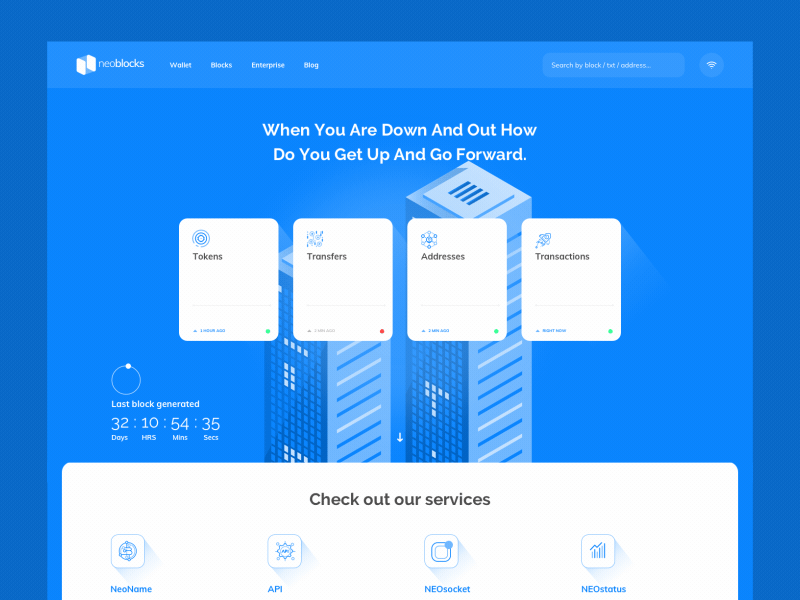Neo Blocks teaser bitcoin blockchain blue btc dashboard fintech neo ui ux web website