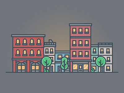 Buildings building illustration buildings challenge city illustration icon illustration minimal night street ui vector