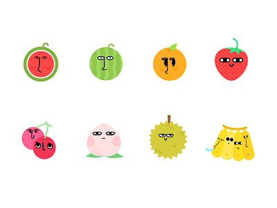 Fruit banana cherry durian fruit illustration orange peach strawberry watermelon