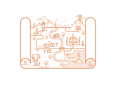 RPG - Adventure Map adventure fantasy illustration landscape lines map quest rpg vector