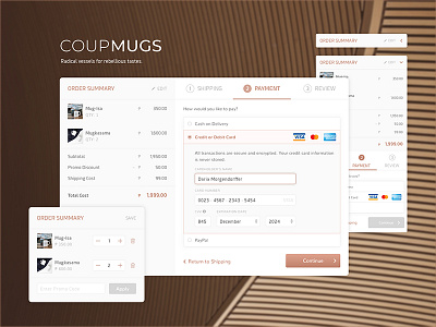 Daily UI 002: Credit Card Checkout 💳 brown cart checkout credit card daily ui interface mobile payment responsive web