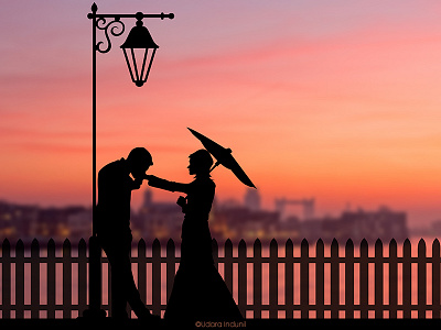 Loving Evening art couple evening illustration love