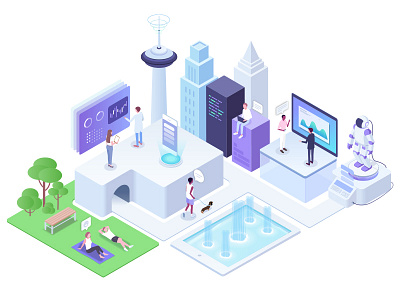 Our Mission city communication illustration isometric mission sendbird