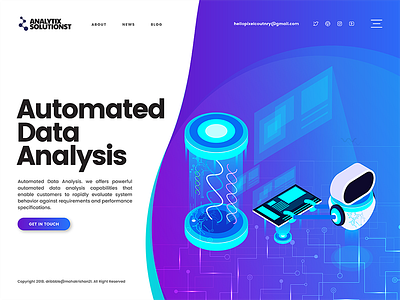 Automated Data Analysis - Header UI Exploration automated data analysis gradient header hero illustration isometric landing page ui uiux userinterface uxdesign