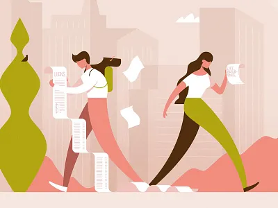 AAA animation buildings character flat graphic illustration insurance man vector woman