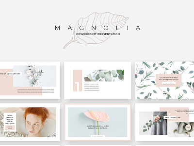 Magnolia PowerPoint Presentation branding elegant fashion feminine magnolia powerpoint presentation minimal minimalistic portfolio powerpoint presentation simple template