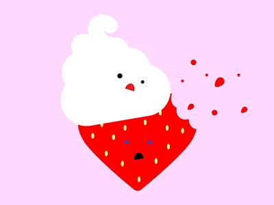 Strawberry Cream cream fruit kawaii nomnom pink red strawberry