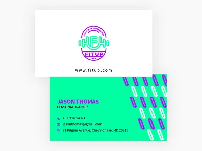 Business Card branding business card collateral cute fitness fun gym logo