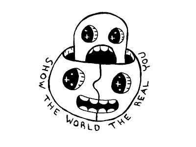 Let the weird out hand drawn hand type illustration pen and ink weird