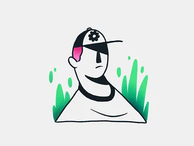 👒 Illustration design flower gradient hat illustration man minimalist plants procreate simple