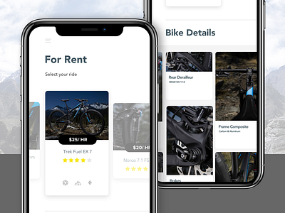 MTB Rental activity app bike fitness in log mobile mountain sign ui