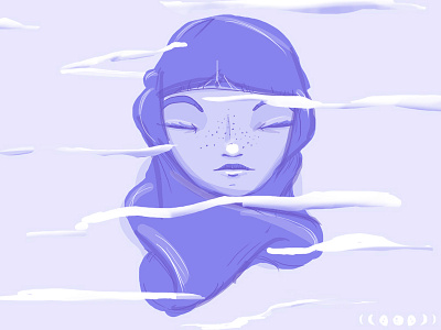 Partly Cloudy cloudy digital painting girl melancholy photoshop process quick sketch sad wacom