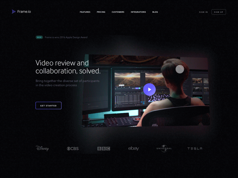 Frame.io Case Study case study focus lab parallax portfolio video website