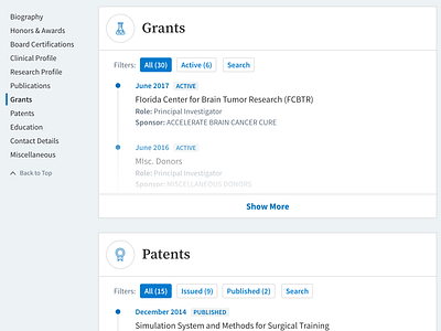 Profile Sections