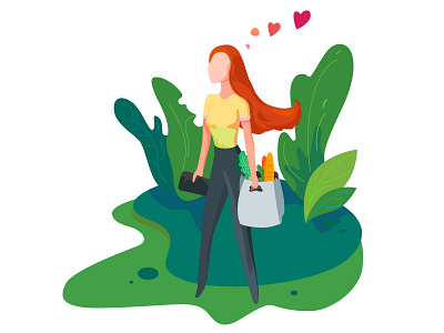 Satisfied Buyer Illustration 2d art eco girl illustration nature shop summer web