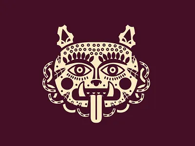 Nahual cat dog mask mexico plants vector