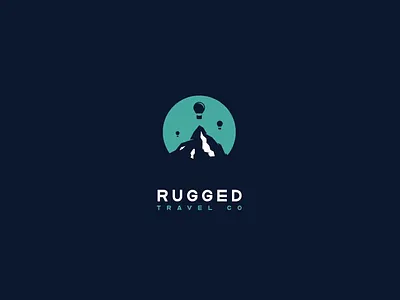 Rugged balloon exploration logo logo design logomark mountain negative space teal