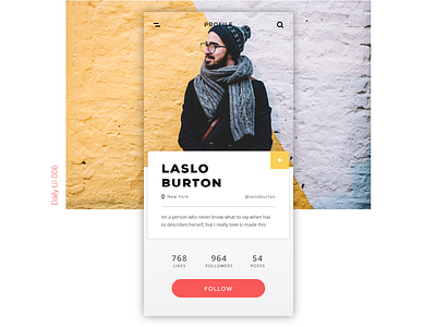 Daily UI #006 - User Profile 006 adobexd appicon dailyui006 dailyuichallenge userinterface userprofile