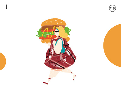 Calorie character hamburger lady relaxed