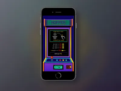Game Start 80s app arcade arcade game design game game machine hopper retro ui