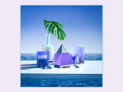 Summer Time glass monstera ocean plant sss summer water