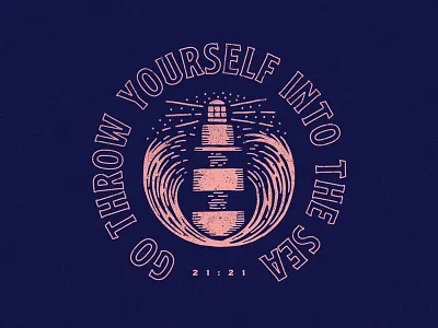 Hell Or High Water badge beacon flash light lighthouse ocean sea splash storm tattoo tower water