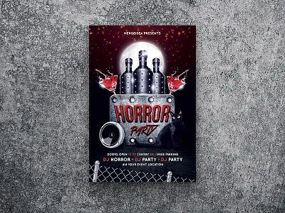 Horror Party Flyer 31october black cat darkness event full moon halloween haunted horror night metal party thriller zombie