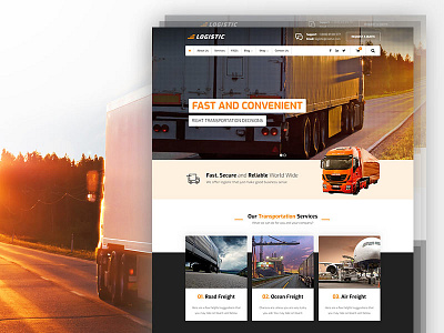 Logistic Transportation layout logistic modern road template transportation truck ui wordpress