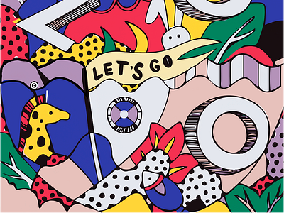 ZOO art collage color creative design graphic illustration palette picture poster vector zoo