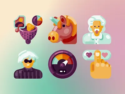 Startup artist data filter flat icon icon rating scientist speedometer startup unicorn vector website