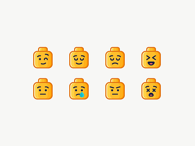 LEGO Emoji angry dead emoji emotion happy head icon illustration lego outline sad surprised