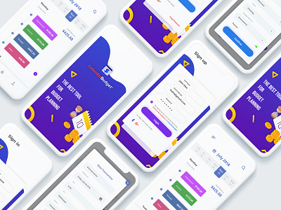 Budget App Design app budget calendar expense login management minimal money schedule splash ui ux