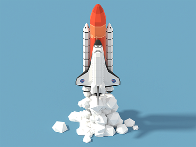 Space Shuttle Launch 3d blender colors design illustration launch lowpoly render shuttle space
