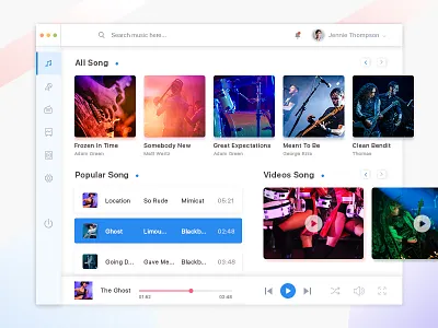 Music Dashboard clean dashboard music ui ux white