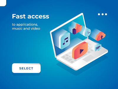 Fast access access app application cloud computer device fast laptop message music video white