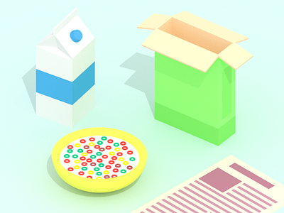 Cereals 3d cereals food illustration low poly lowpoly vaporwave